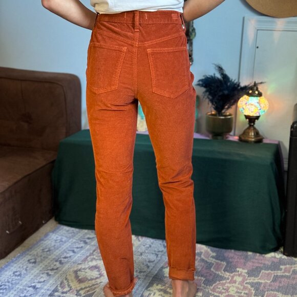 We The Free Skinny Fit Corduroy Pants High Rise Frayed Hem in Chestnut Brown - Picture 5 of 13
